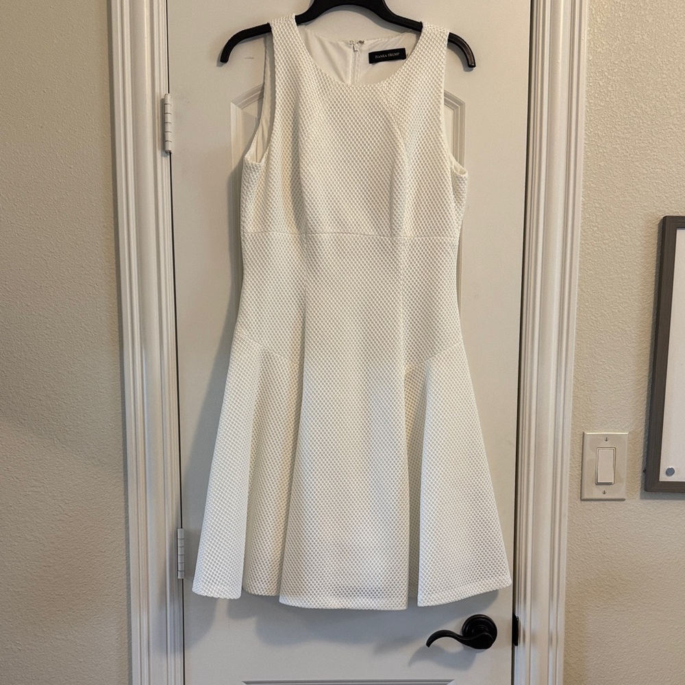 Ivanka Trump White Textured Git and Flare Dress